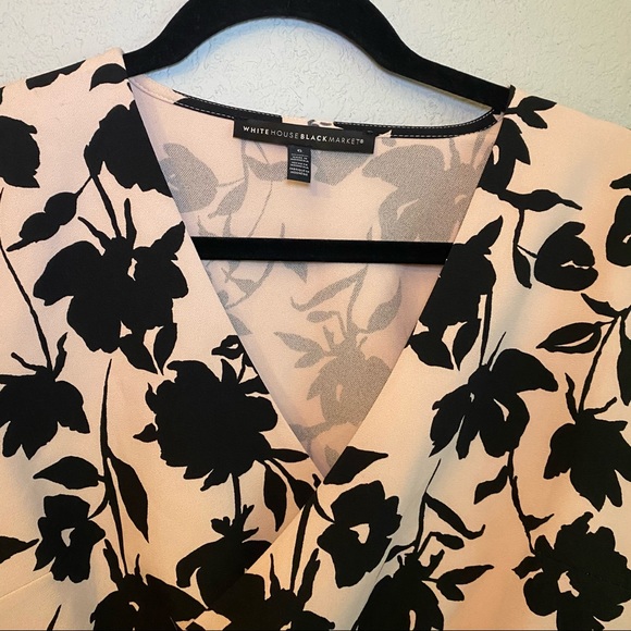 WHBM - Pink and Black Floral V Neck Blouse 😍 - Picture 2 of 6